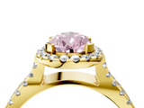 Yellow gold Fancy Pink Pear  Cut Halo Split Shank Pave Set Ring_66