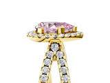 Yellow gold Fancy Pink Pear  Cut Halo Split Shank Pave Set Ring_67