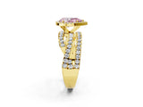Yellow gold Fancy Pink Pear  Cut Halo Split Shank Prong Setting Ring_14