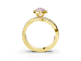 Yellow gold Fancy Pink Pear  Cut Halo Split Shank Prong Setting Ring_15