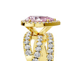 Yellow gold Fancy Pink Pear  Cut Halo Split Shank Prong Setting Ring_17