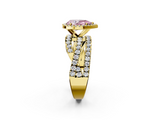 Yellow gold Fancy Pink Pear  Cut Halo Split Shank Prong Setting Ring_67