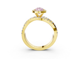 Yellow gold Fancy Pink Pear  Cut Halo Split Shank Prong Setting Ring_68