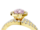 Yellow gold Fancy Pink Pear  Cut Halo Split Shank Prong Setting Ring_69