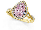 Yellow gold Fancy Pink Pear Cut Halo Twist Band with Four-Prong Setting_13