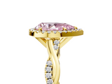 Yellow gold Fancy Pink Pear  Cut Halo Twisted Band Four-Prong Ring_25