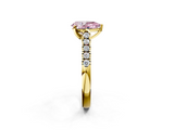 Yellow gold Fancy Pink Pear  Cut Pavé Band Solitaire Ring with Four-Prong Setting_27