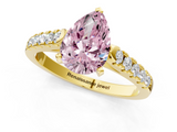 Yellow gold Fancy Pink Pear  Cut Pavé Band Solitaire Ring with Four-Prong Setting_28