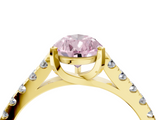 Yellow gold Fancy Pink Pear  Cut Pavé Band Solitaire Ring with Four-Prong Setting_29