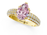Yellow gold Fancy Pink Pear  Cut Pave Diamond Engagement Ring with Channel Set Band and Four-Prong Setting_21
