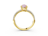 Yellow gold Fancy Pink Pear  Cut Pave Diamond Engagement Ring with Channel Set Band and Four-Prong Setting_23