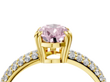 Yellow gold Fancy Pink Pear  Cut Pave Diamond Engagement Ring with Channel Set Band and Four-Prong Setting_24