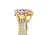 Yellow gold Fancy Pink Pear  Cut Pave Diamond Engagement Ring with Channel Set Band and Four-Prong Setting_25