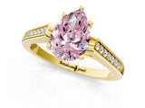 Yellow gold Fancy Pink Pear Cut Solitaire Cathedral Diamond Engagement Ring with Channel-Set Band and Four-Prong Setting_4