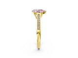 Yellow gold Fancy Pink Pear Cut Solitaire Cathedral Diamond Engagement Ring with Channel-Set Band and Four-Prong Setting_5