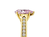 Yellow gold Fancy Pink Pear Cut Solitaire Cathedral Diamond Engagement Ring with Channel-Set Band and Four-Prong Setting_8
