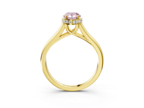 Yellow gold Fancy Pink Pear Cut Solitaire Diamond Engagement Ring with Four-Prong Setting and Tapered Band_3