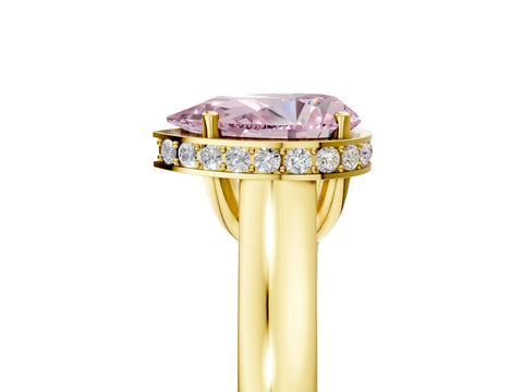 Yellow gold Fancy Pink Pear Cut Solitaire Diamond Engagement Ring with Four-Prong Setting and Tapered Band_5