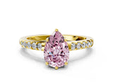 Yellow gold Fancy Pink Pear Cut Solitaire Diamond Engagement Ring with Pavé Band and Six-Prong Setting_12