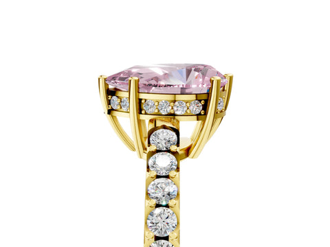 Yellow gold Fancy Pink Pear Cut Solitaire Diamond Engagement Ring with Pavé Band and Six-Prong Setting_17