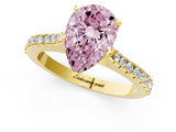Yellow gold Fancy Pink Pear  Cut Solitaire Diamond Engagement Ring with Pave Band and Four-Prong Setting_145