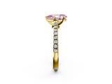 Yellow gold Fancy Pink Pear  Cut Solitaire Diamond Engagement Ring with Pave Band and Four-Prong Setting_146