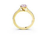 Yellow gold Fancy Pink Pear  Cut Solitaire Diamond Engagement Ring with Pave Band and Four-Prong Setting_147