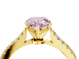 Yellow gold Fancy Pink Pear  Cut Solitaire Diamond Engagement Ring with Pave Band and Four-Prong Setting_148