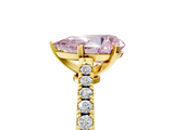 Yellow gold Fancy Pink Pear  Cut Solitaire Diamond Engagement Ring with Pave Band and Four-Prong Setting_149