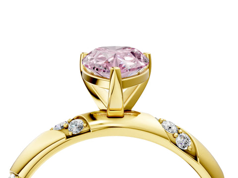 Yellow gold Fancy Pink Pear Cut Solitaire Diamond Engagement Ring with Twisted Pave Band and Four-Prong Setting_7
