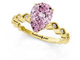 Yellow gold Fancy Pink Pear Cut Solitaire Diamond Ring with Infinity Twist Band and Four-Prong Setting_1