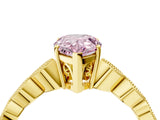 Yellow gold Fancy Pink Pear Cut Solitaire Diamond Ring with Infinity Twist Band and Four-Prong Setting_4