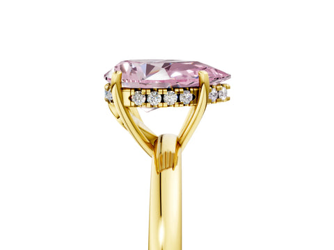 Yellow gold Fancy Pink Pear Cut Solitaire Diamond Ring with Prong Setting and Plain Band_5