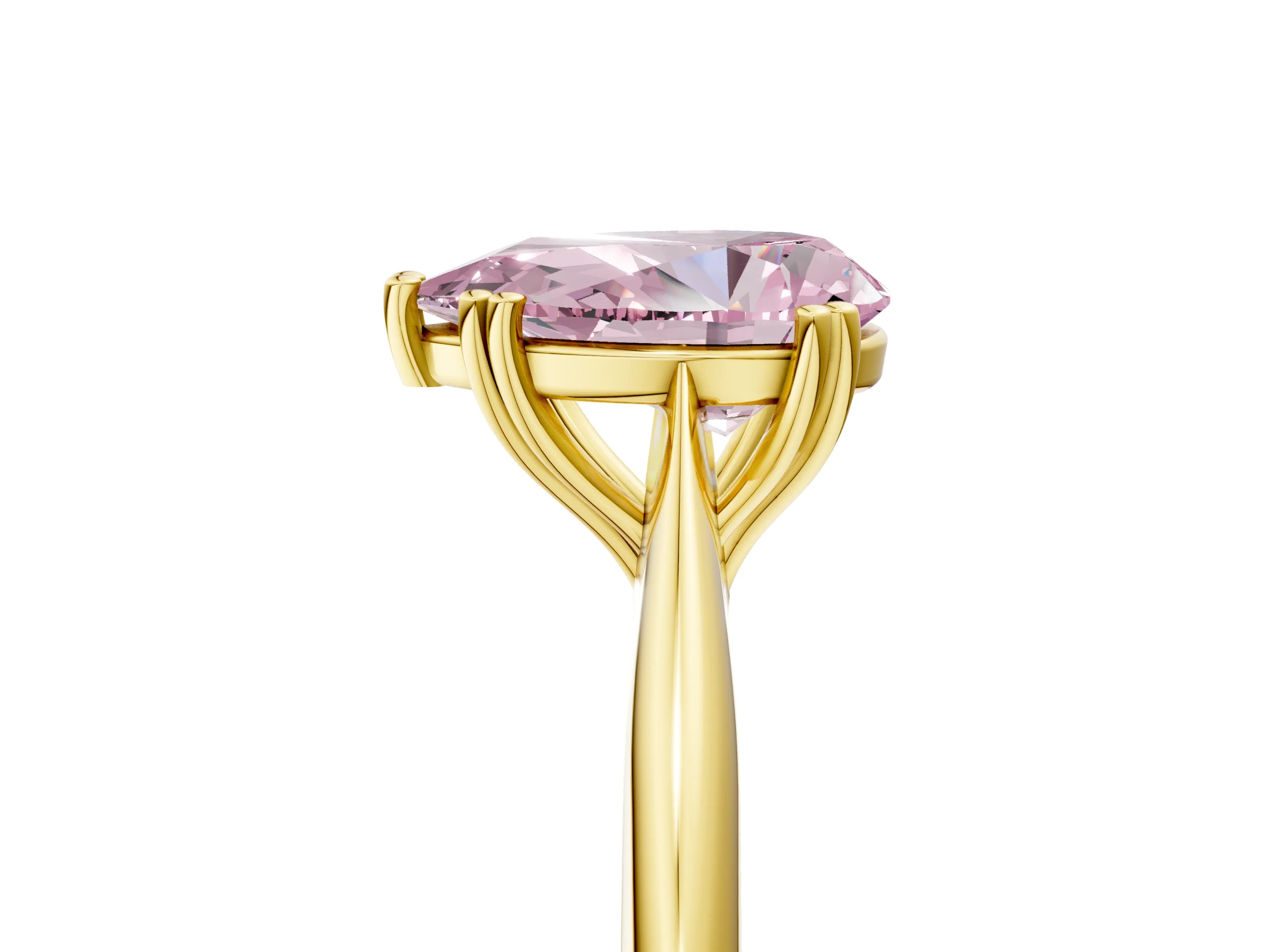 Yellow gold Fancy Pink Pear Cut Solitaire Diamond Ring with Six-Prong Setting and Classic Band_5