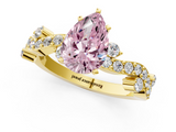 Yellow gold Fancy Pink Pear  Cut Solitaire Diamond Twisted Band with Pave Setting_60