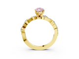 Yellow gold Fancy Pink Pear  Cut Solitaire Diamond Twisted Band with Pave Setting_62