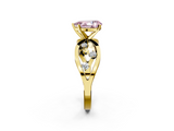 Yellow gold Fancy Pink Pear  Cut Solitaire Diamond with Side Stones on Criss-Cross Band and Four-Prong Setting_5