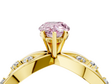 Yellow gold Fancy Pink Pear  Cut Solitaire Diamond with Side Stones on Criss-Cross Band and Four-Prong Setting_7