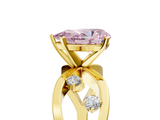 Yellow gold Fancy Pink Pear  Cut Solitaire Diamond with Side Stones on Criss-Cross Band and Four-Prong Setting_8