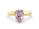 Yellow gold Fancy Pink Pear  Cut Solitaire Engagement Ring with Flat Band and Four-Prong Setting 1