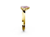 Yellow gold Fancy Pink Pear  Cut Solitaire Engagement Ring with Flat Band and Four-Prong Setting 3