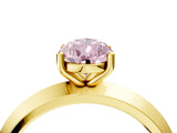 Yellow gold Fancy Pink Pear  Cut Solitaire Engagement Ring with Flat Band and Four-Prong Setting 5