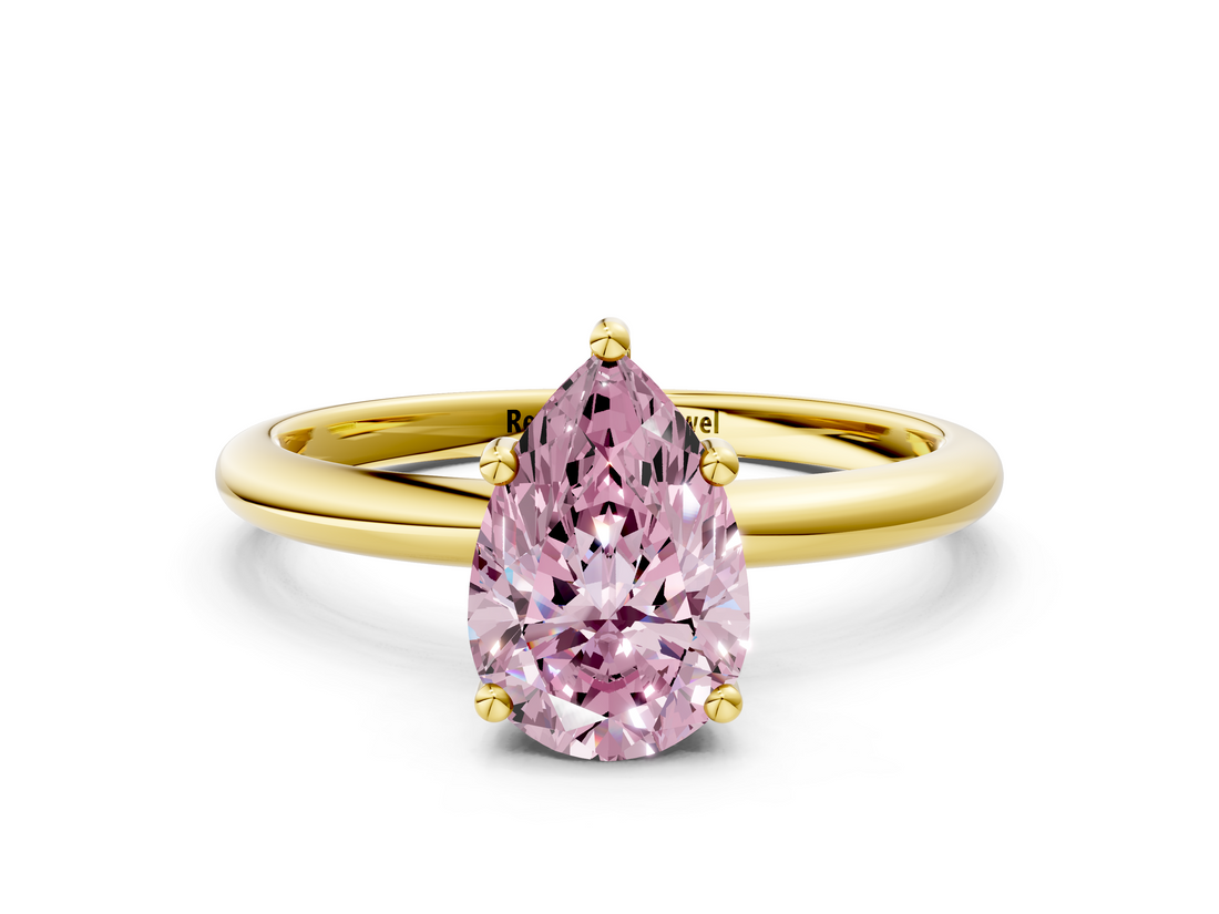 Yellow gold Fancy Pink Pear  Cut Solitaire Engagement Ring with Four-Prong Setting and Classic Band_20