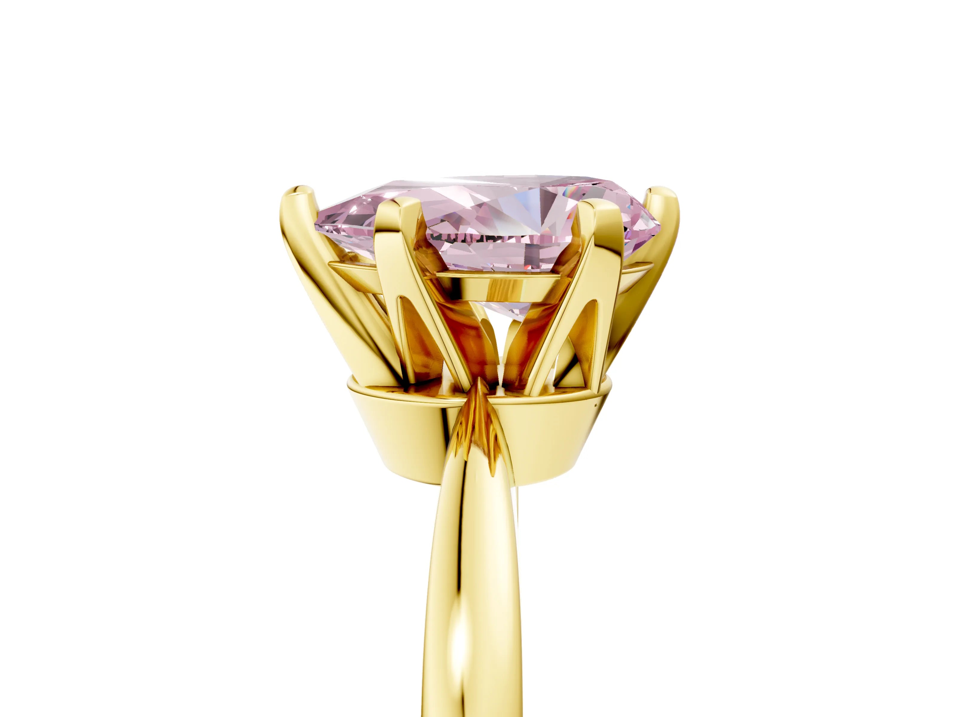 Yellow gold Fancy Pink Pear Cut Solitaire Engagement Ring with Six-Prong Setting and Tapered Band_5