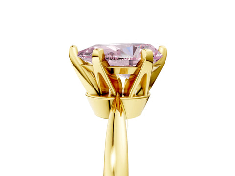 Yellow gold Fancy Pink Pear Cut Solitaire Engagement Ring with Six-Prong Setting and Tapered Band_5