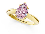 Yellow gold Fancy Pink Pear  Cut Solitaire Engagement Ring with Tapered Band and Four-Prong Setting 1