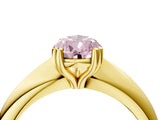 Yellow gold Fancy Pink Pear  Cut Solitaire Engagement Ring with Tapered Band and Four-Prong Setting 4