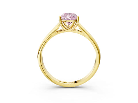 Yellow gold Fancy Pink Pear Cut Solitaire Engagement Ring with Tapered Band and Four-Prong Setting_6