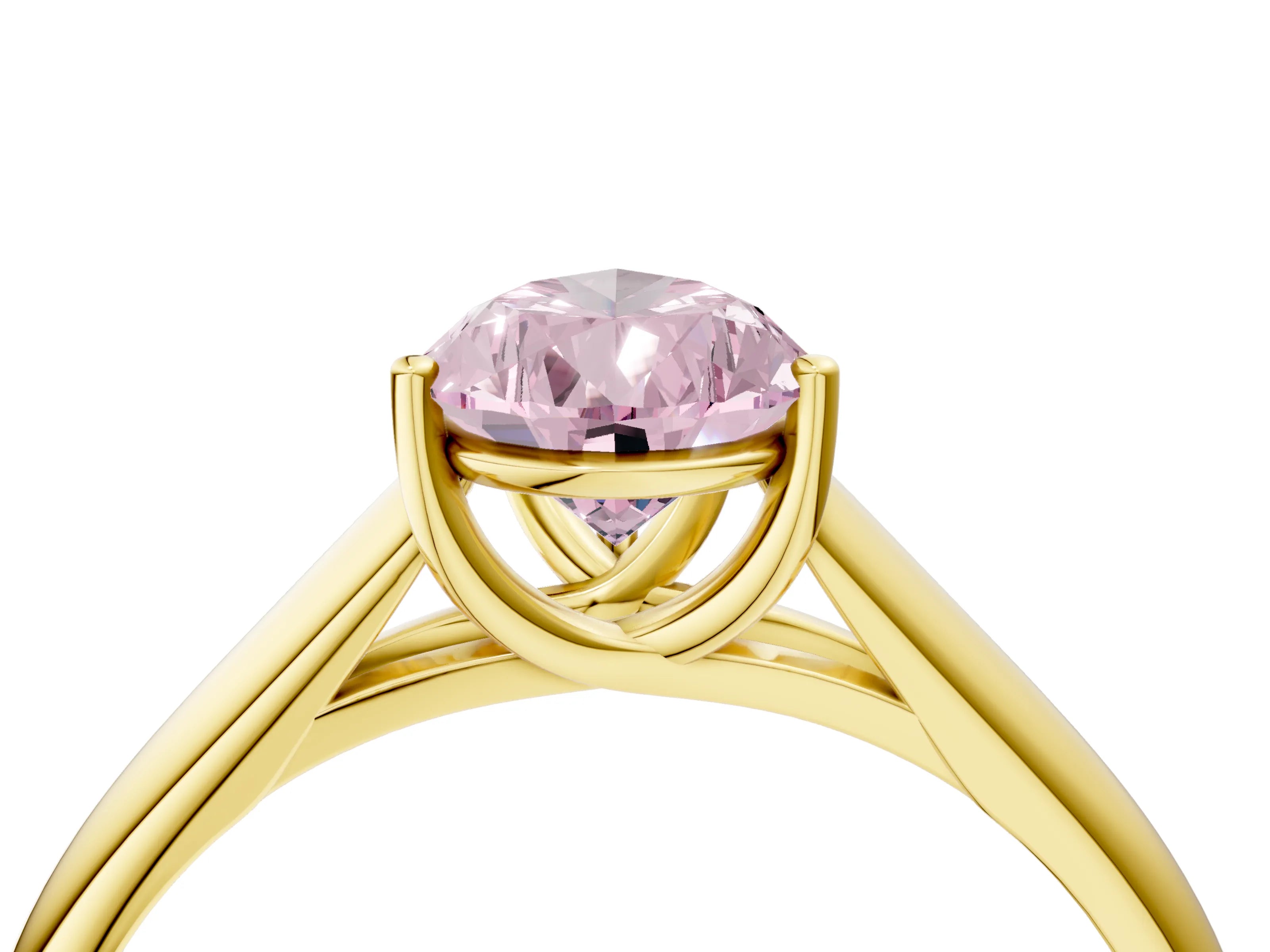 Yellow gold Fancy Pink Pear Cut Solitaire Engagement Ring with Tapered Band and Four-Prong Setting_7