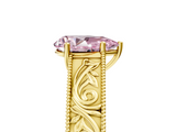Yellow gold Fancy Pink Pear  Cut Solitaire Engraved Band with Four-Prong Setting_66